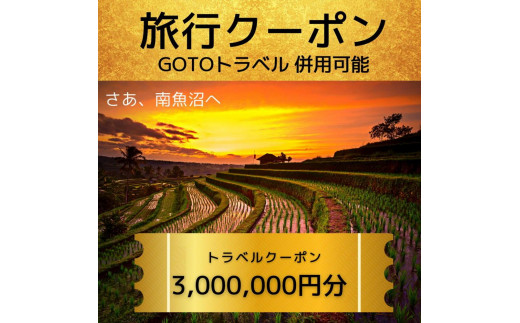 旅行クーポン券（3,000,000円分）GOTOトラベル併用可能 【南魚沼市