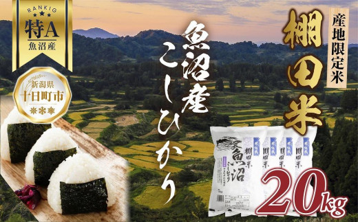 DE82 棚田米 魚沼産 コシヒカリ 20kg 新潟県 十日町市 松代地区 限定