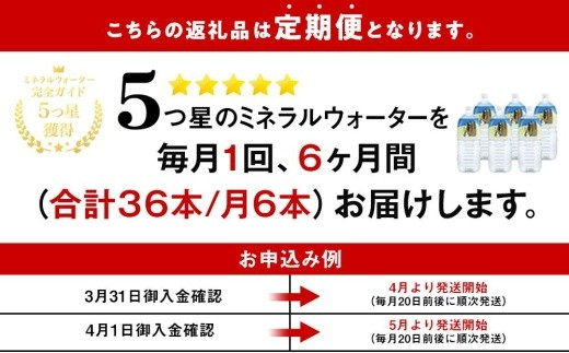 ★6か月定期便★ミネラルウォーター　月のしずく2L×6本入【 ミネラルウォーター 飲料水 温泉水定期便 頒布会 ゆの里 地下水 湧き水 橋本市  U805-NT】