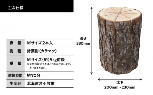 スウェーデントーチ Mサイズ×2本】 乾燥 カラマツ材 - 北海道苫小牧市