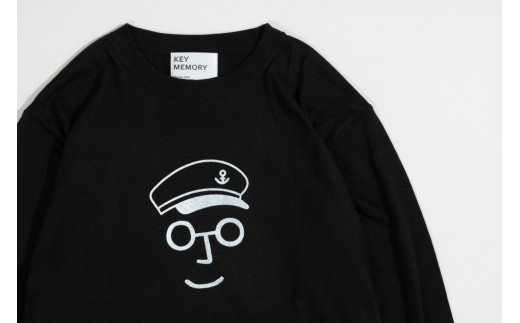 3》【KEYMEMORY 鎌倉】セーラー帽イラストロングTシャツ BLACK