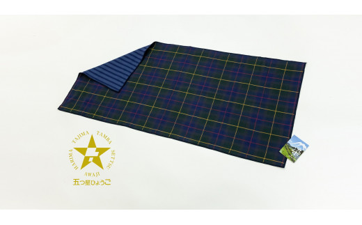 播州染で播州織　トリプルガーゼ　フェイスタオル（08-33）　ブルー