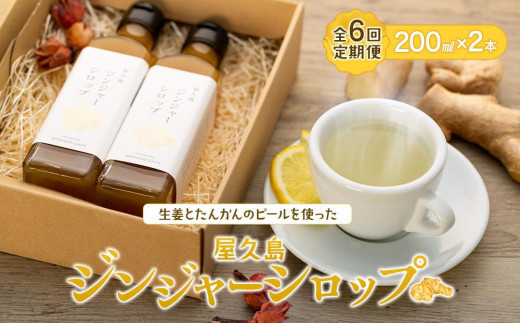 全3回定期便】屋久島ジンジャーシロップ 大(200ml)×2本セット - 鹿児島