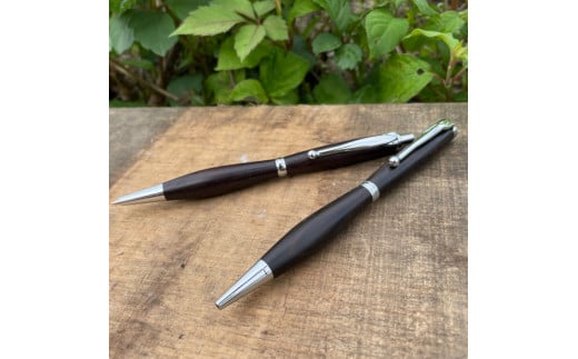 木製ボールペンとシャープペンシルのセット(0.5mm)（ハカランダ・艶