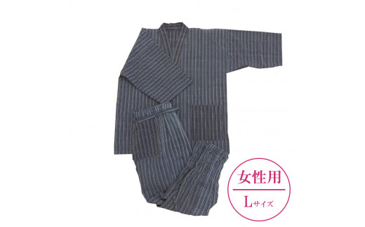 [Lサイズ×女性用:ファスナー無し]天然にこだわった自慢の逸品 [みくりや染織]正藍染手織り木綿作務衣上下一式(上下刺し子織り)