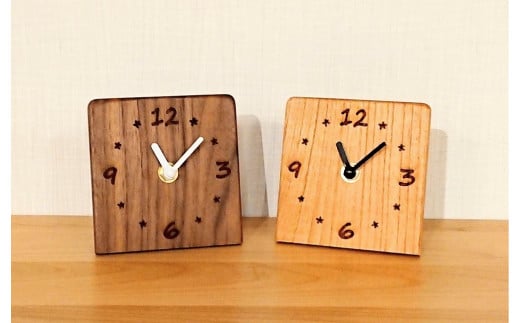 置き時計 木の時計 アナログ コンパクト 卓上 雑貨 置時計 2個セット 445213 - 福岡県大川市