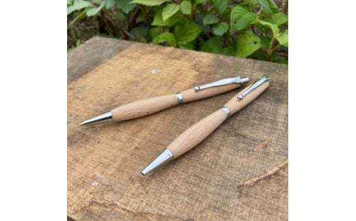 木製ボールペンとシャープペンシルのセット（ブナ材・艶消し仕上げ