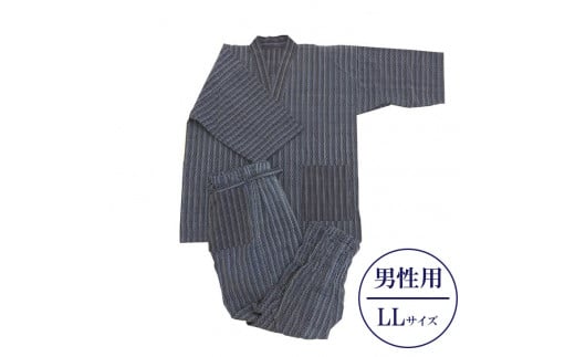 [LLサイズ×男性用:ファスナー有り]天然にこだわった自慢の逸品 [みくりや染織]正藍染手織り木綿作務衣上下一式(上下刺し子織り)
