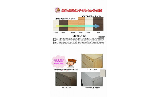 【洗面所などの限られた空間に便利】 薄型チェスト　45ｃｍ幅5段（3色対応）ナチュラル木目