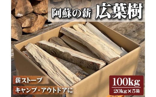 阿蘇の薪 広葉樹100kg（20kg×5箱） 844196 - 熊本県阿蘇市