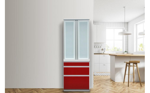 (ワインレッド)【開梱設置】 ルビー ハイタイプ 食器棚 幅70cm 高さ198cm ダイニングボード 完成品 スリム キッチン収納 大川家具 563546 - 福岡県大川市