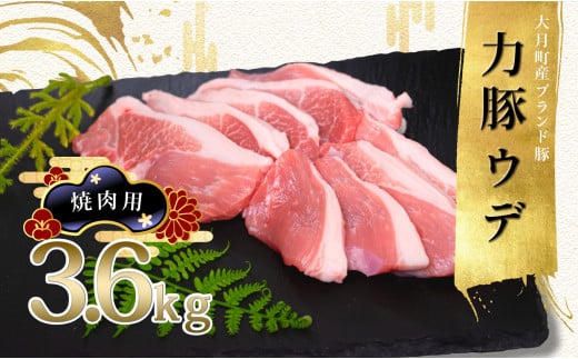【高知県 大月町産ブランド豚】力豚ウデ肉　焼肉用3.6kg 790707 - 高知県大月町