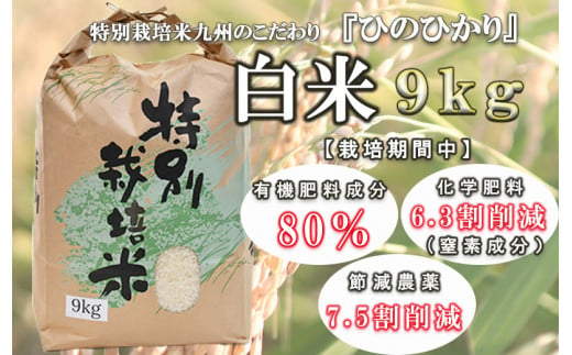 ＜令和4年産＞特別栽培米・九州のこだわり米ひのひかり 白米9kg