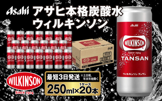 アサヒ 本格炭酸水 ウィルキンソンタンサン 250ml缶×20本(1ケース)