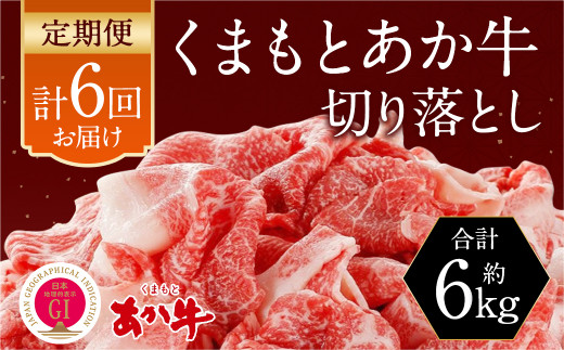【6カ月定期便】 あか牛 切り落とし 1kg (500g×2パック)×6回 牛肉 お肉 定期 615862 - 熊本県水俣市