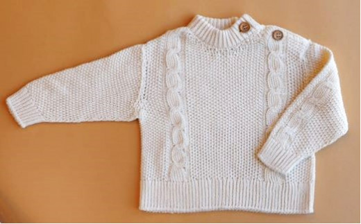 原料は100%日本国内(倉敷市)で完全無農薬により栽培された綿花を使用[100cm]子供用 セーター