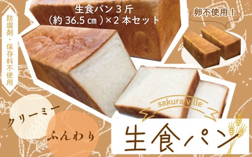 R5-355．sakura ville特製 四万十の生食パン2本セット 1066828 - 高知県四万十市