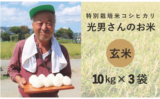 ◆特別栽培米 コシヒカリ  光男さんのお米 玄米  10kg×3袋