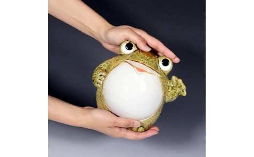 信楽焼 6号福招き蛙 カエル 置物 陶器 かわいい