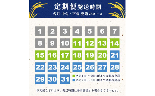 2023年3月下旬コース】【令和4年産】お米定期便 計60kg（20kg×3回