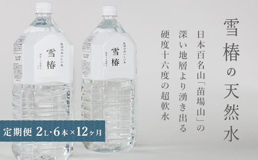 【定期便】雪椿の天然水 2L×6本×全12回 711934 - 新潟県津南町