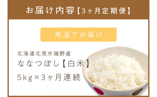 3ヶ月定期便】ななつぼし 白米5kg 北海道 北見市端野産 ( お米 米類 米