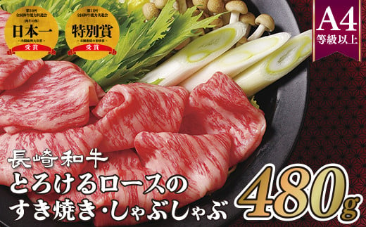 B148p 長崎和牛とろけるロースのすき焼き･しゃぶしゃぶ(480g)
