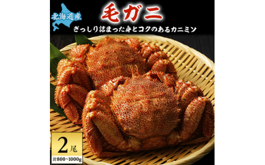 北海道 稚内産 毛ガニ 2尾セット ( 400g ～ 500g × 2尾 ) ボイル済み