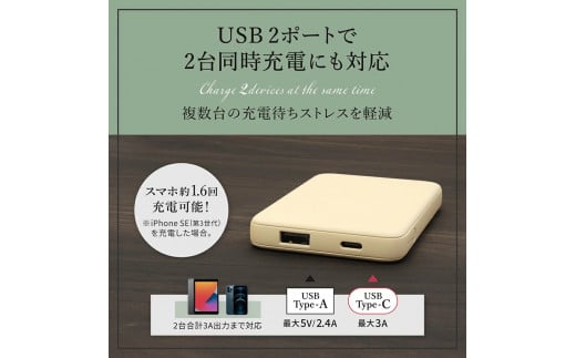 Owltech USB Type-Cケーブル付属 小型軽量モバイルバッテリー 5000mAh