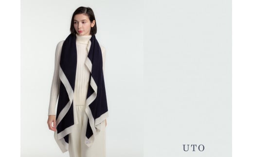 【UTOカシミヤ】 天使のストール大判 額縁配色【シャモア×サンド】 岩手県 北上市 Q0213 カシミヤ カシミヤ100% 361092 - 岩手県北上市