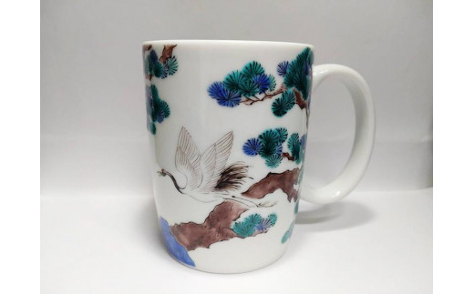 ビッグマグ(細) 鶴に松 九谷焼  石川 金沢 加賀百万石 加賀 百万石 北陸 北陸復興 北陸支援