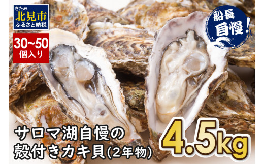 【A-441-2023】サロマ湖自慢の殻付きカキ貝(2年物)4.5kg詰め