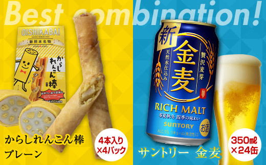 FKK19-06A からしれんこん棒プレーン味とビール（金麦）のセット