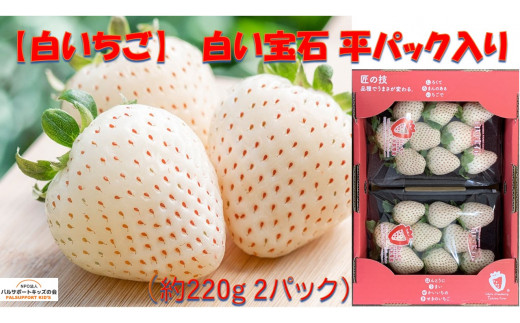【白いちご】白い宝石 220gパック×2セット （約440g）白いちごは、香り高くフルーティです。