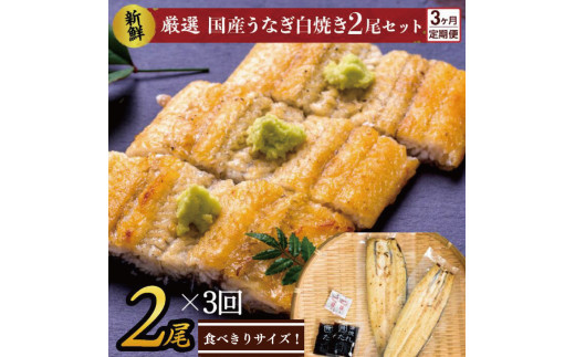 AD-127 【3か月定期便】食べきりサイズ！国内産うなぎの白焼（酒蒸し