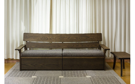 丸平家具 無垢の木 ソファーベッド どっしりタイプ ブラウン