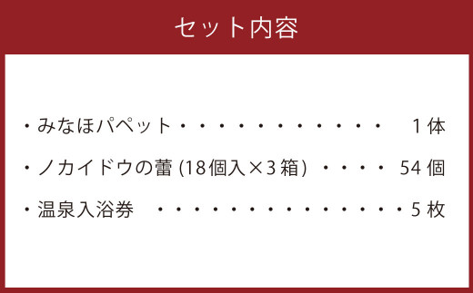 えびの市マスコットキャラクター「みなほ」パペット・ノカイドウの蕾 3箱・温泉入浴券セット