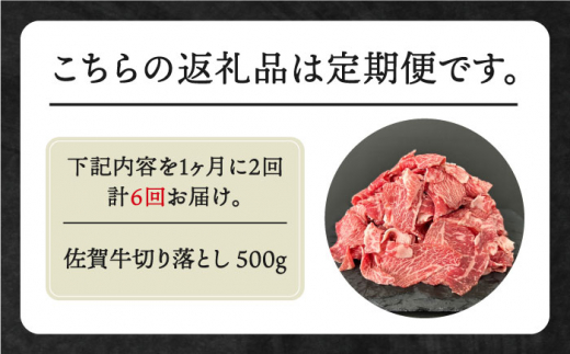 月2回発送 / 3ヶ月お届け】全6回定期便 佐賀牛切り落とし500g【田中