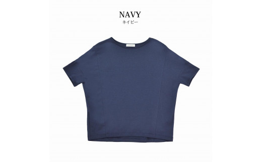 【ネイビー】レディース綿・モダール半袖デザインTシャツ(FL23SS-0011W)【サイズ L】 662593 - 愛媛県松山市