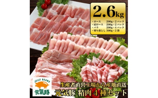 千葉県産豚肉　元気豚 精肉4種セット＜大盛り＞　2.6kg【1301354】 665542 - 千葉県多古町
