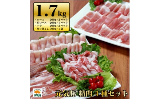 千葉県産豚肉　元気豚 精肉4種セット　1.7kg【1301298】 665541 - 千葉県多古町