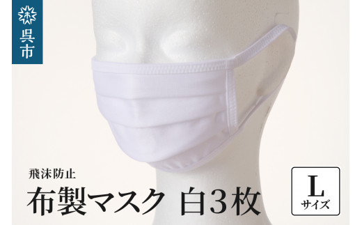飛沫防止 布製マスク 白3枚セット Lサイズ