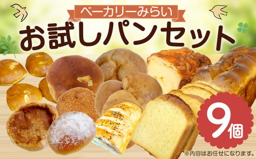  ベーカリーみらい お試し パン セット 9個 詰合せ 冷凍 656125 - 熊本県菊陽町