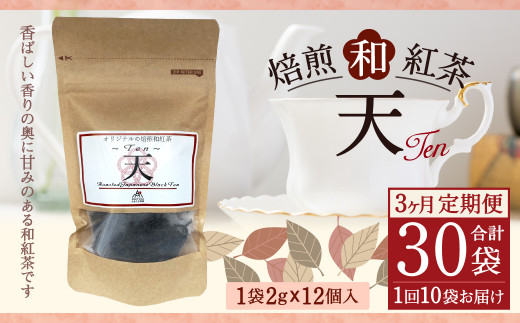 【3ヶ月定期便】 焙煎 和紅茶 ～Ten～天 (2gx12個)×10個セット