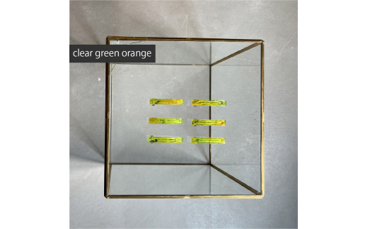 アクリル製ショートバレッタ clear green orange（クリアグリーンオレンジ） eME　barretta 2 short 髪留め ヘアクリップ ヘアアクセサリー