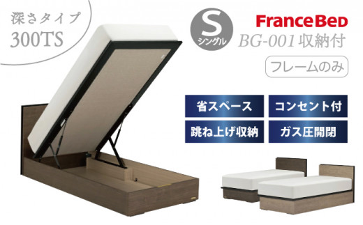 フランスベッド BG-001（跳ね上げ収納タイプ 300mm）シングル【ベッドフレームのみ】R-288
