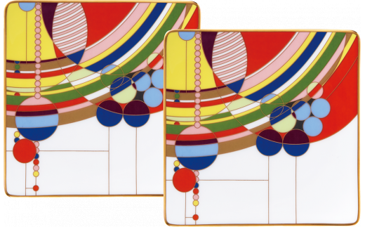 フランク・ロイド・ライト デザイン テーブルウェア(マーチバルーンズ)15cmスクエアプレートペアセット H1021 673160 - 佐賀県伊万里市