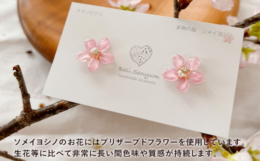 『ソメイヨシノ』桜のピアス(ピンク)