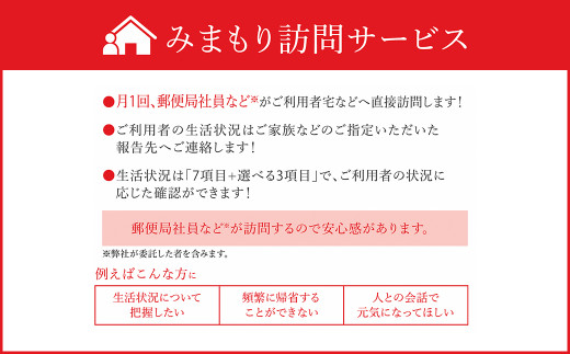 みまもり訪問サービス 12ヶ月（年12回）日本郵便株式会社 熊本県 菊池市 安否確認 見守り