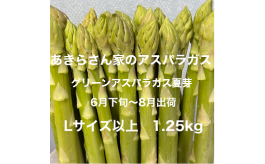 [あきらさん家のアスパラガス]グリーンアスパラガス夏芽[6月下旬〜8月出荷]Lサイズ以上1.25kg